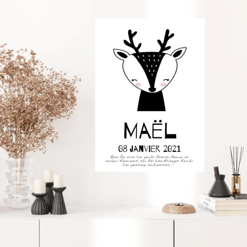 Tableau Naissance Personnalisé Biche