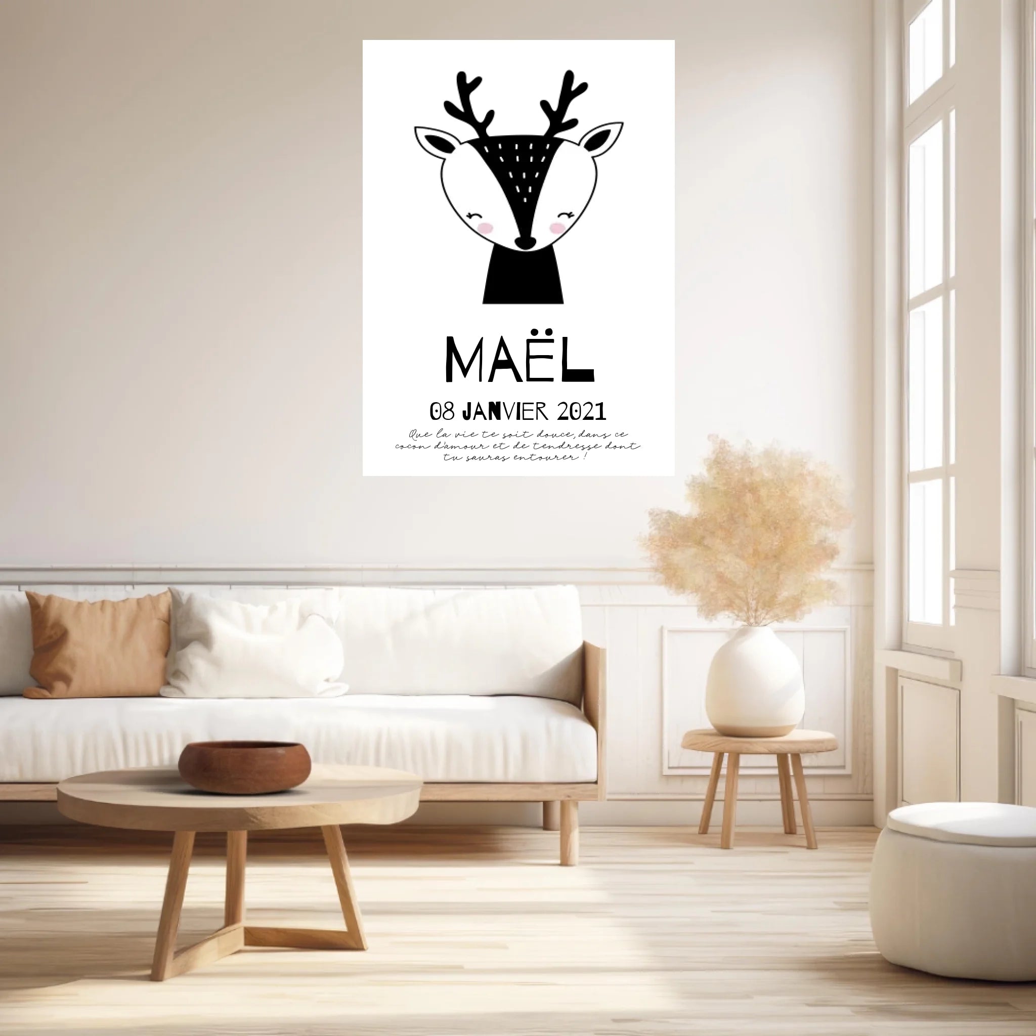 Tableau Naissance Personnalisé Biche