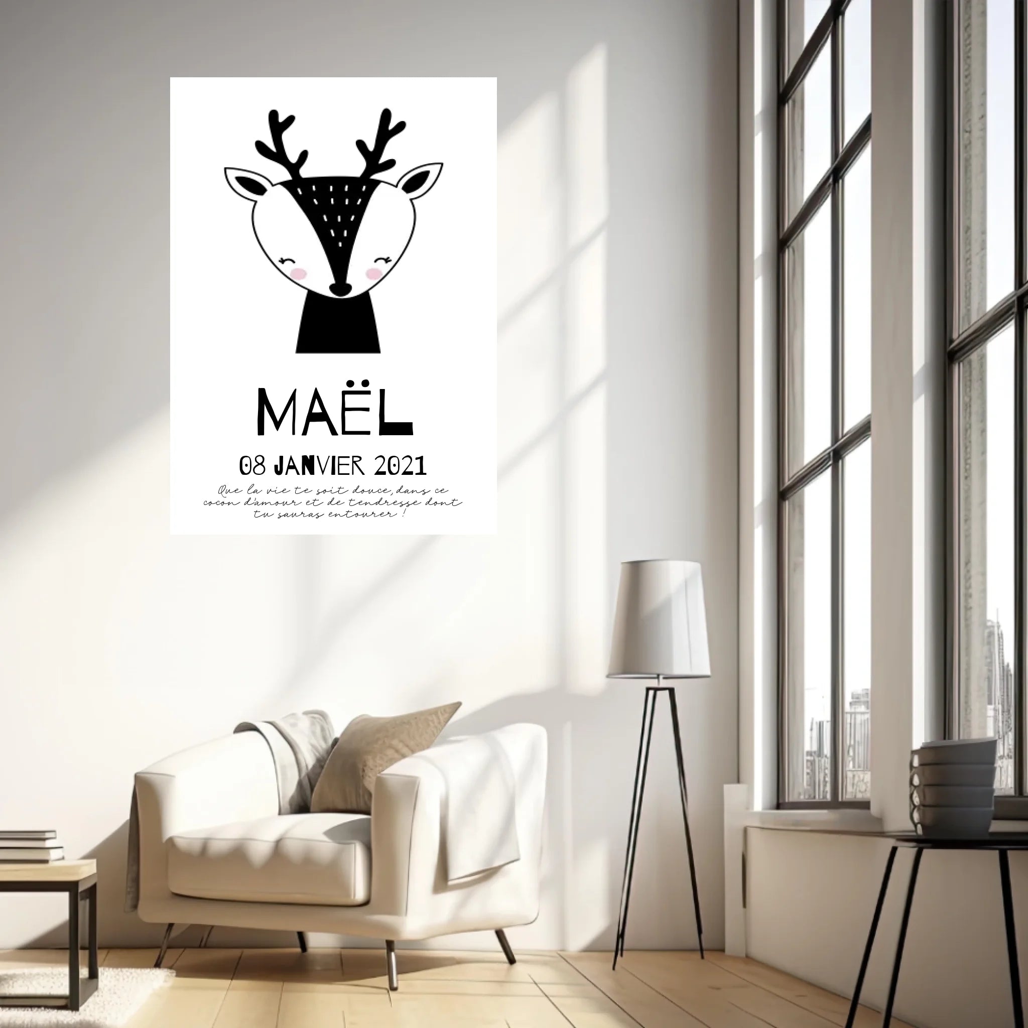 Tableau Naissance Personnalisé Biche