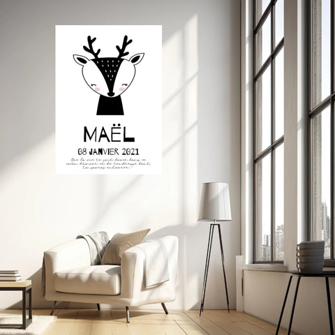 Tableau Naissance Personnalisé Biche