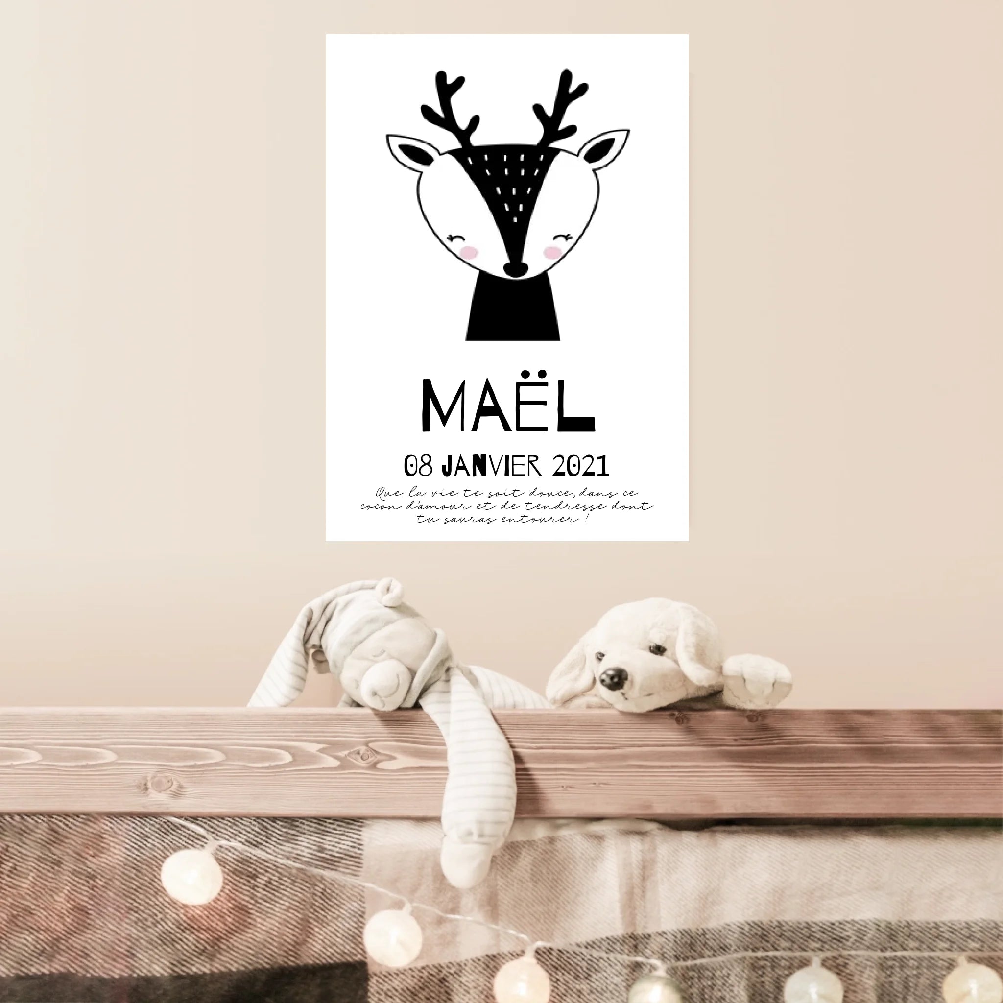 Tableau Naissance Personnalisé Biche