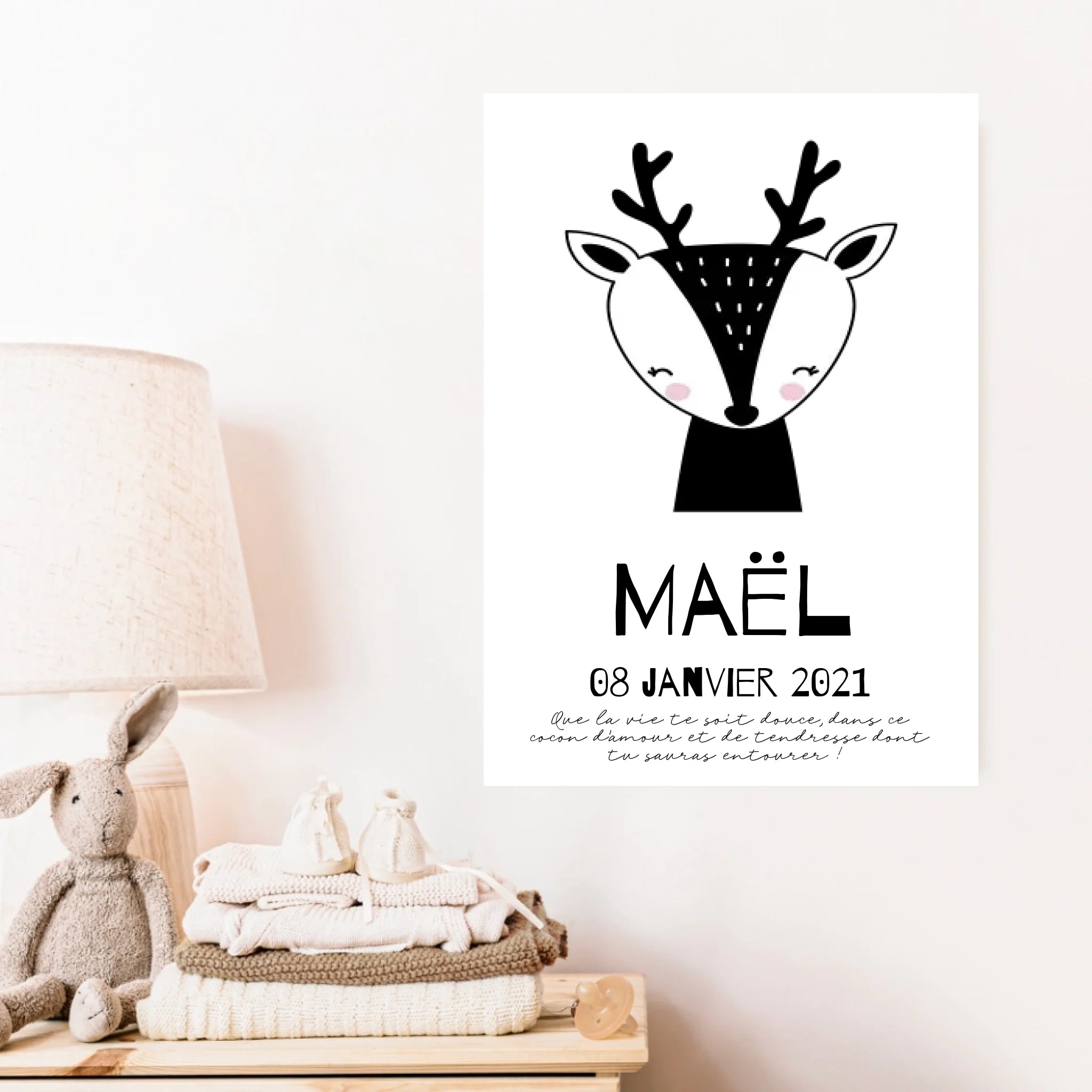 Tableau Naissance Personnalisé Biche