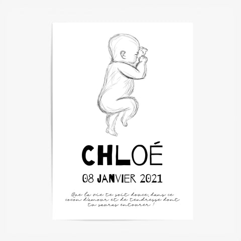 Tableau Naissance Personnalisé croquis de bébé