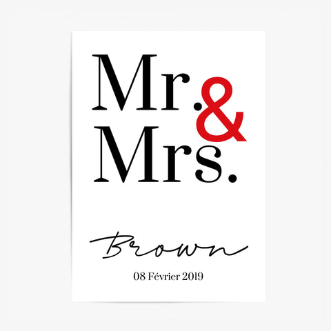 Tableau Couple Personnalisé Mr and Mrs