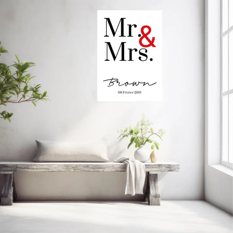 Tableau Couple Personnalisé Mr and Mrs