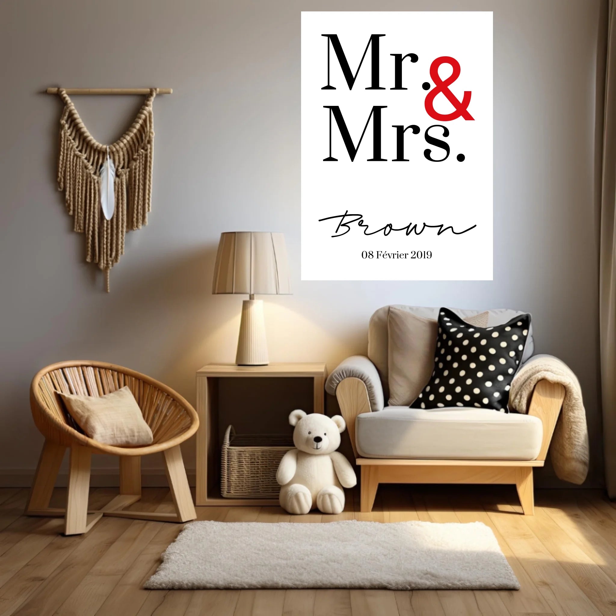 Tableau Couple Personnalisé Mr and Mrs