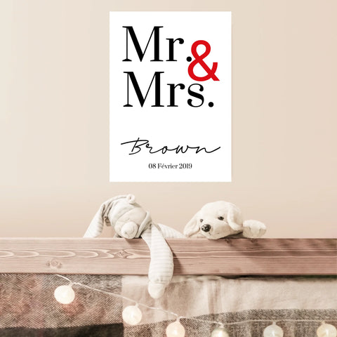 Tableau Couple Personnalisé Mr and Mrs