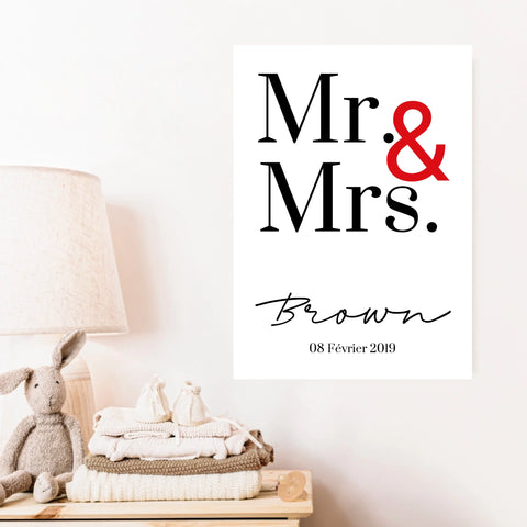Tableau Couple Personnalisé Mr and Mrs