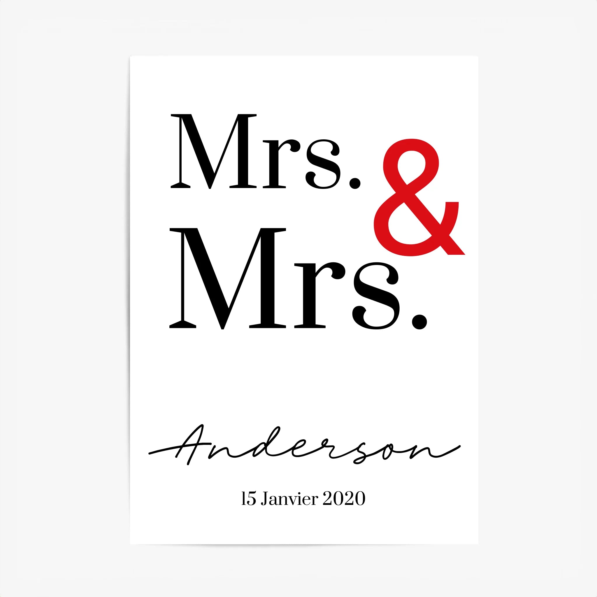 Tableau Couple Personnalisé Mrs and Mrs