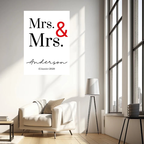 Tableau Couple Personnalisé Mrs and Mrs
