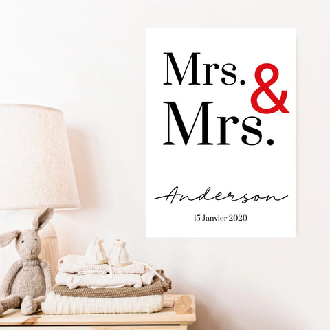 Tableau Couple Personnalisé Mrs and Mrs