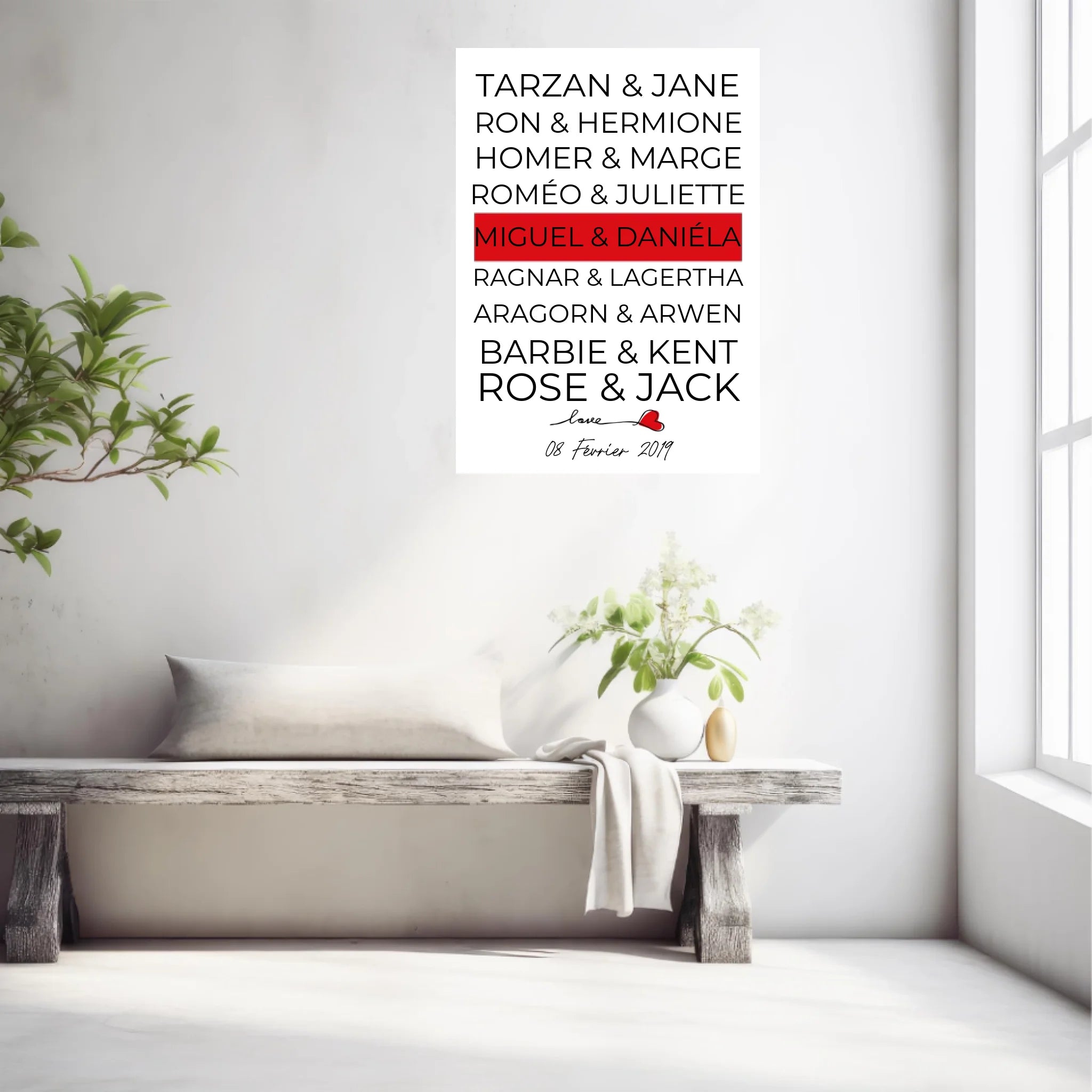 Tableau Couple Célèbre Personnalisé