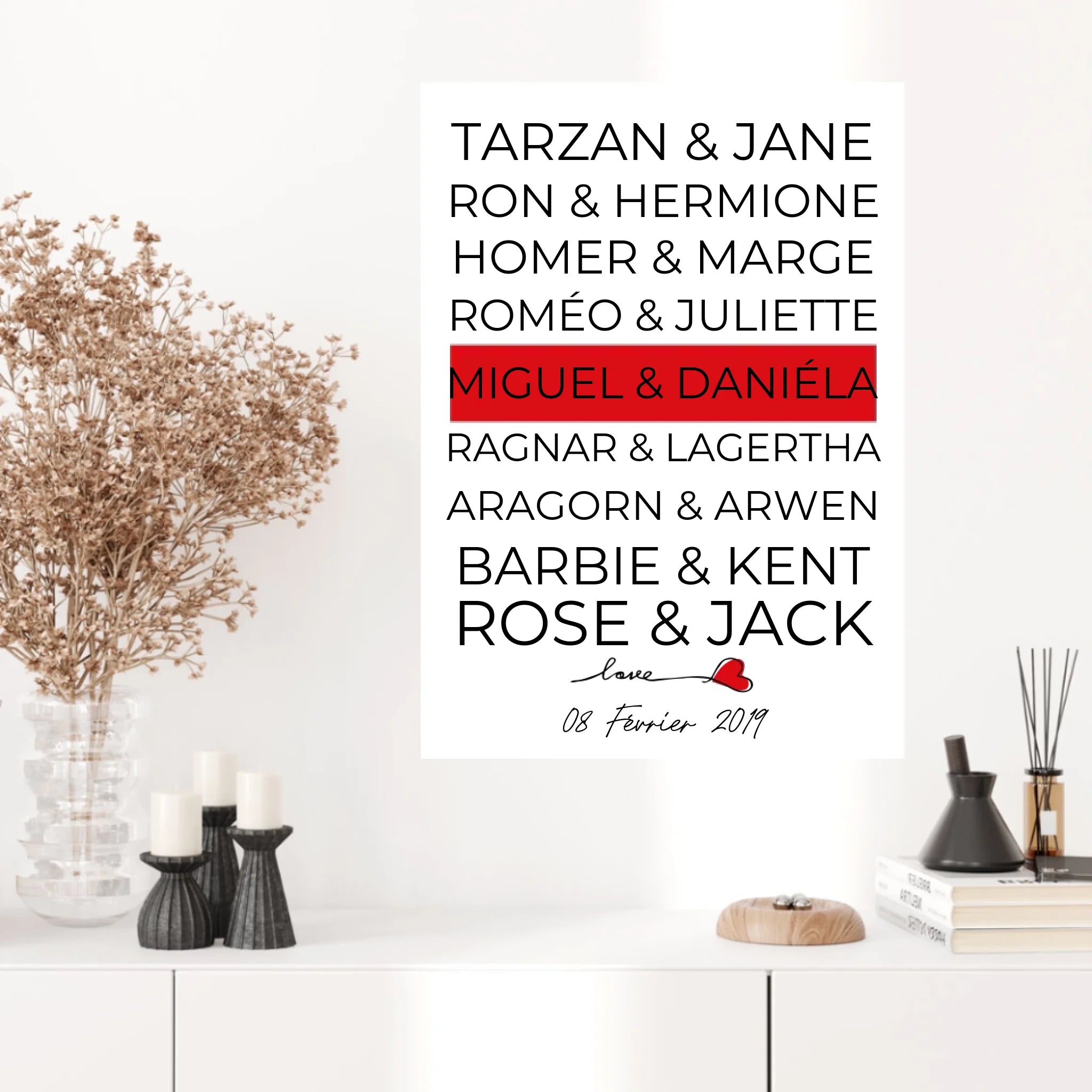 Tableau Couple Célèbre Personnalisé