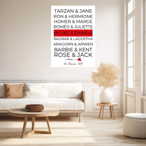 Tableau Couple Célèbre Personnalisé