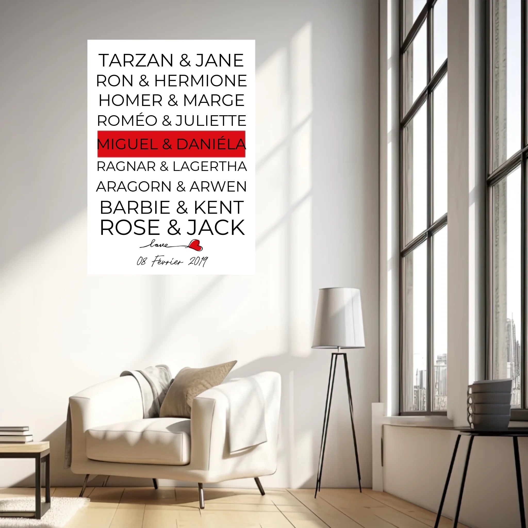 Tableau Couple Célèbre Personnalisé