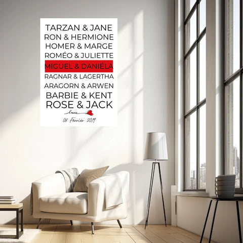 Tableau Couple Célèbre Personnalisé
