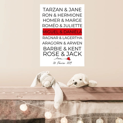 Tableau Couple Célèbre Personnalisé