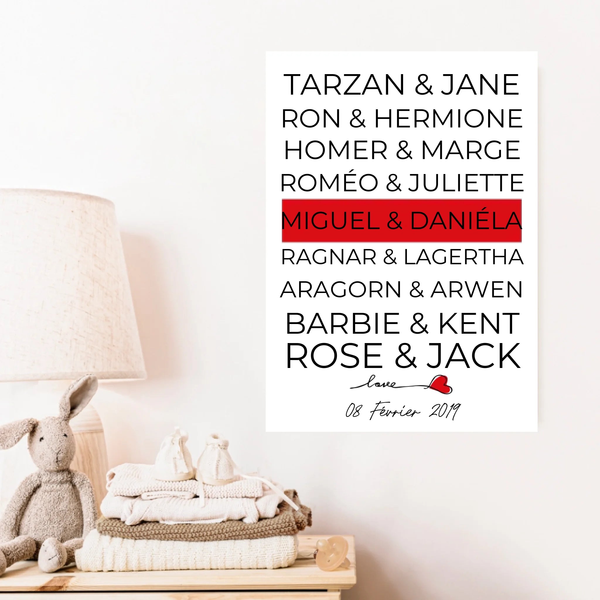 Tableau Couple Célèbre Personnalisé