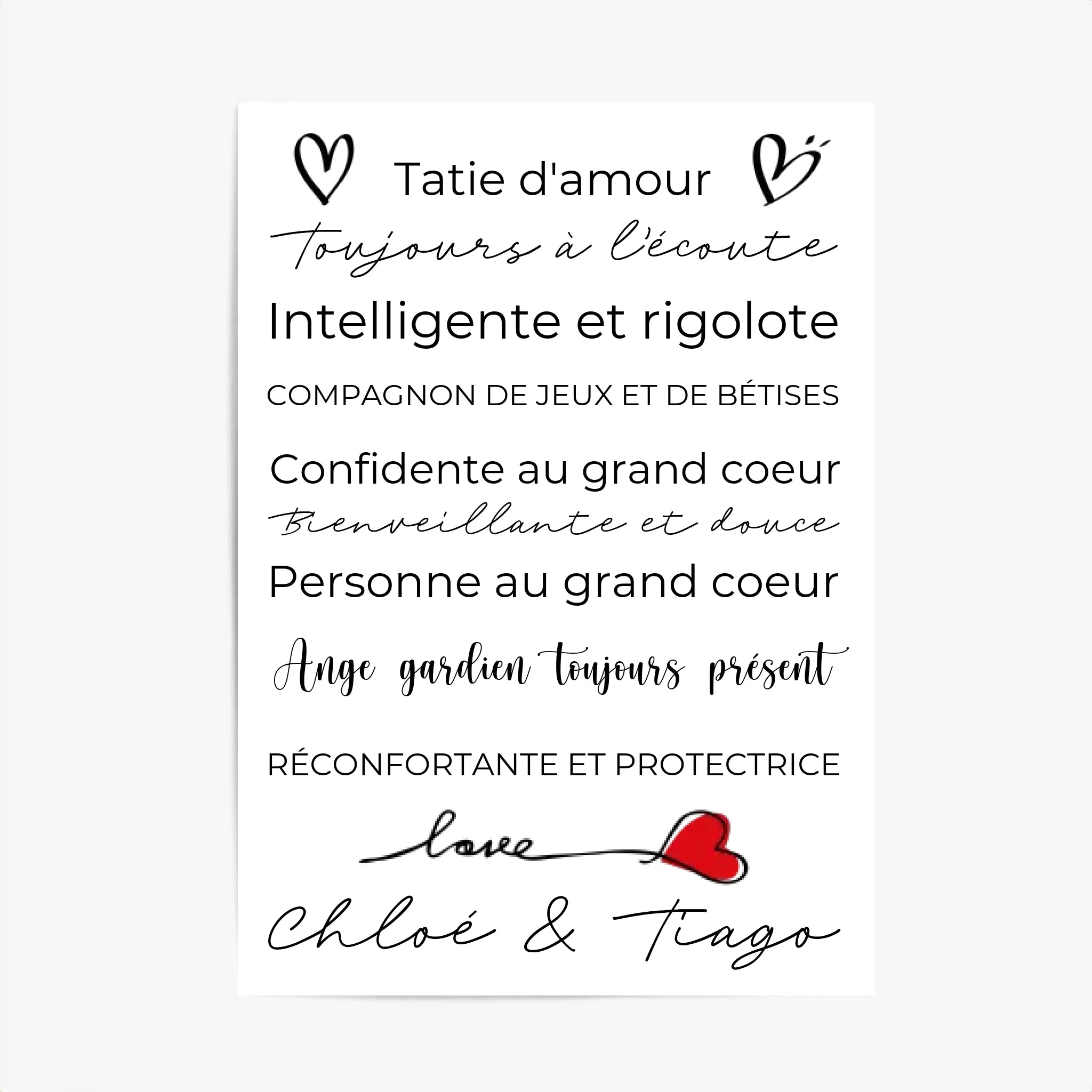 Tableau Famille Personnalisé Fête des Taties