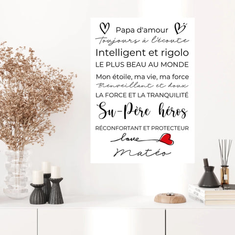 Tableau Famille Personnalisé Fête des Pères