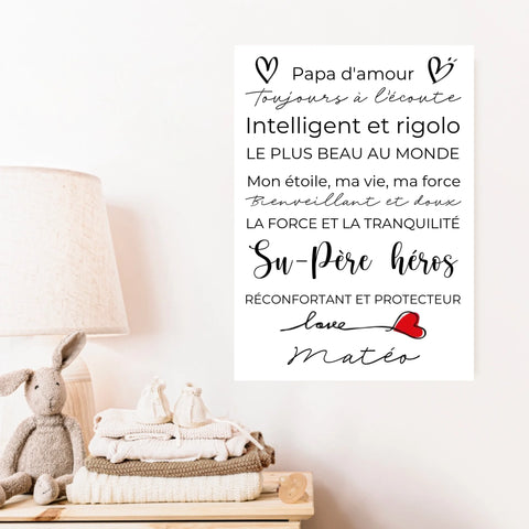 Tableau Famille Personnalisé Fête des Pères