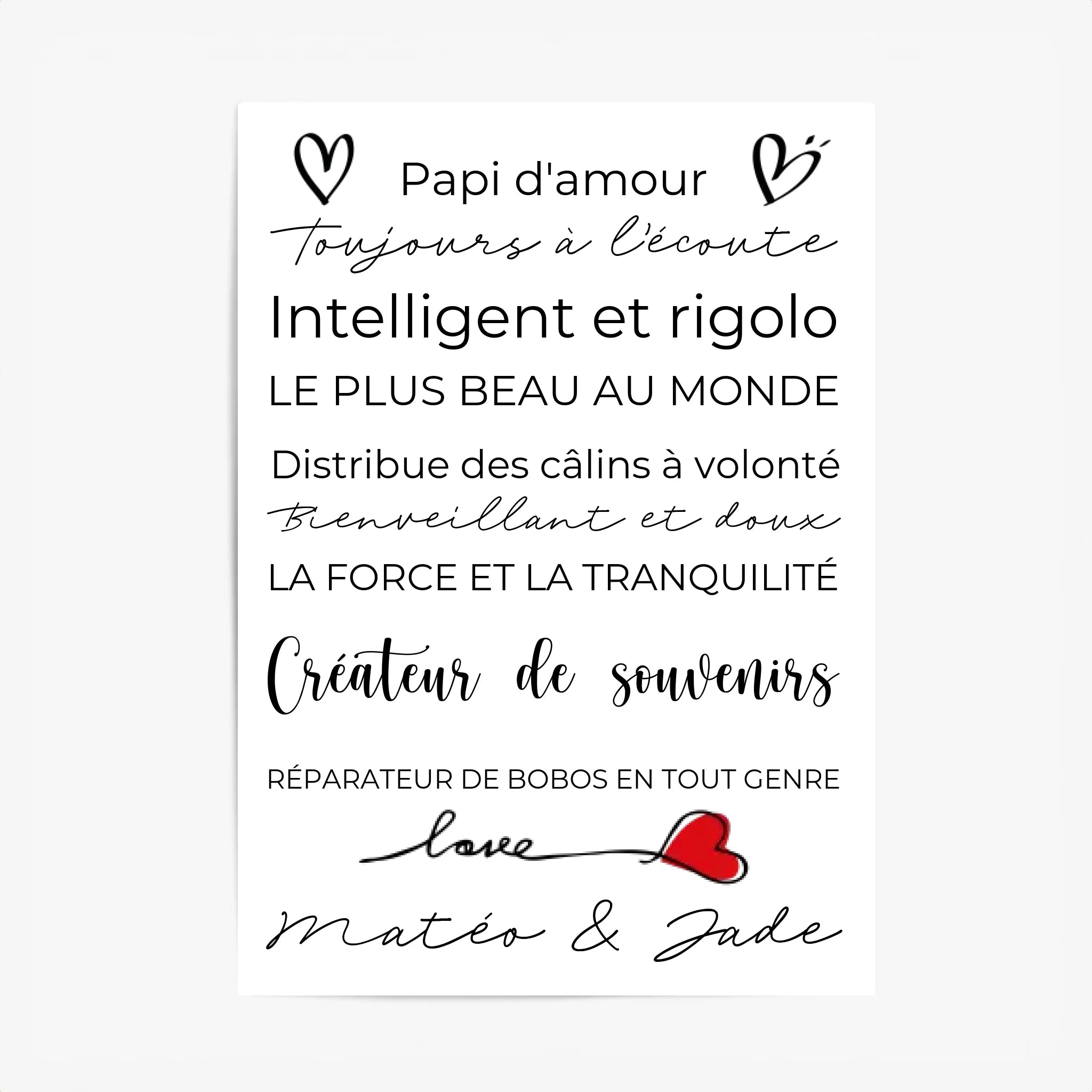 Tableau Famille Personnalisé Fête des Grands-Pères