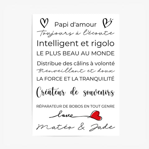 Tableau Famille Personnalisé Fête des Grands-Pères