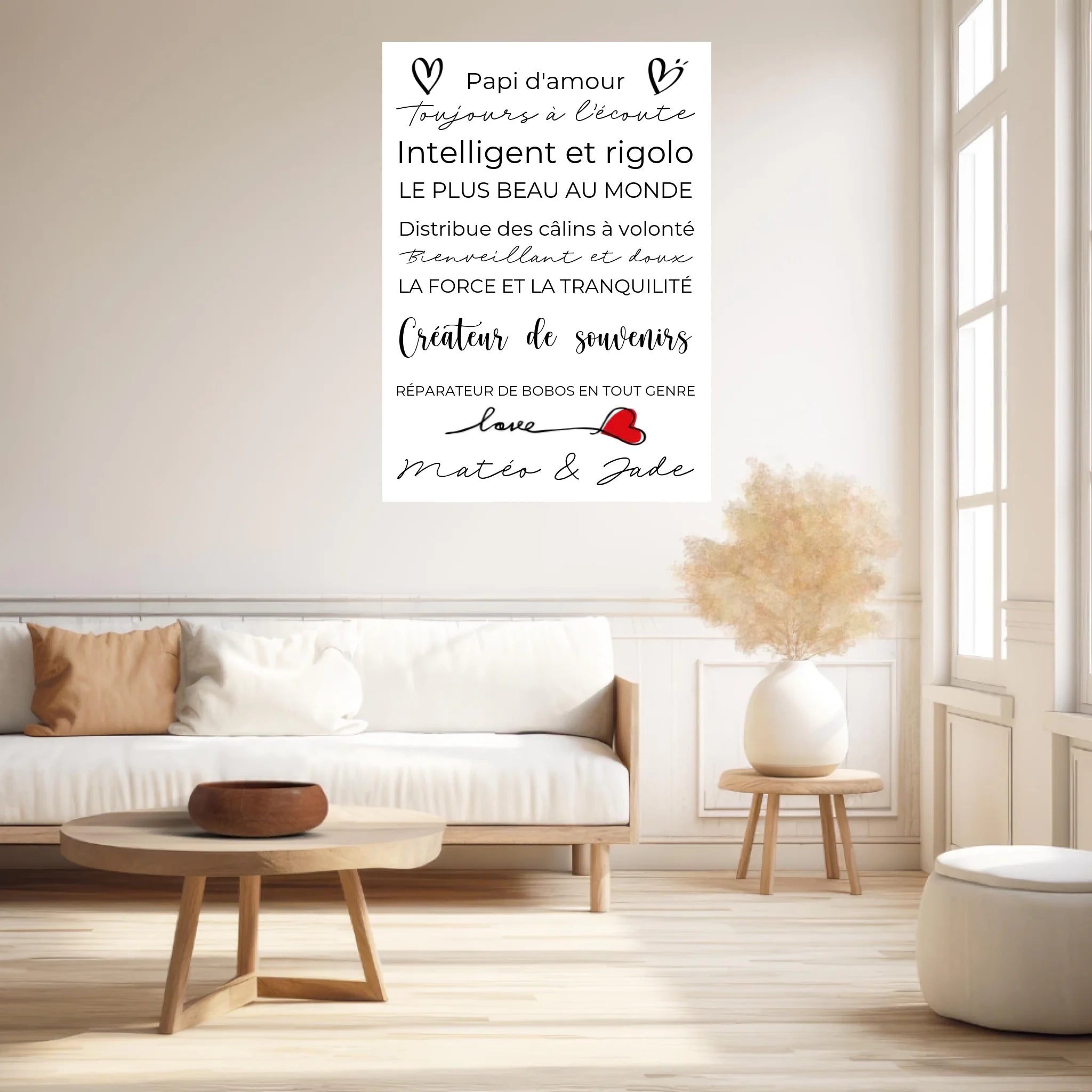 Tableau Famille Personnalisé Fête des Grands-Pères