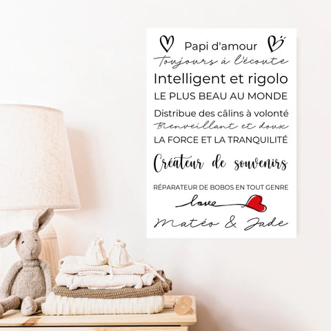 Tableau Famille Personnalisé Fête des Grands-Pères
