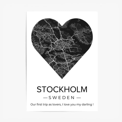 Affiche carte ville Personnalisée Coeur