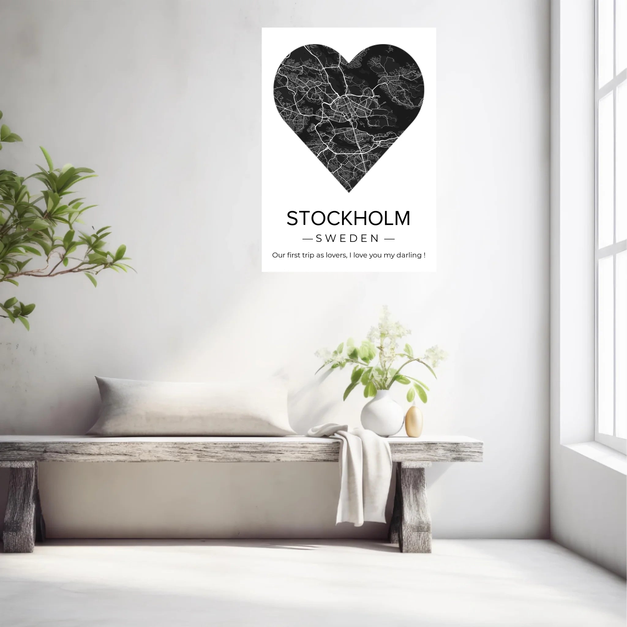 Affiche carte ville Personnalisée Coeur