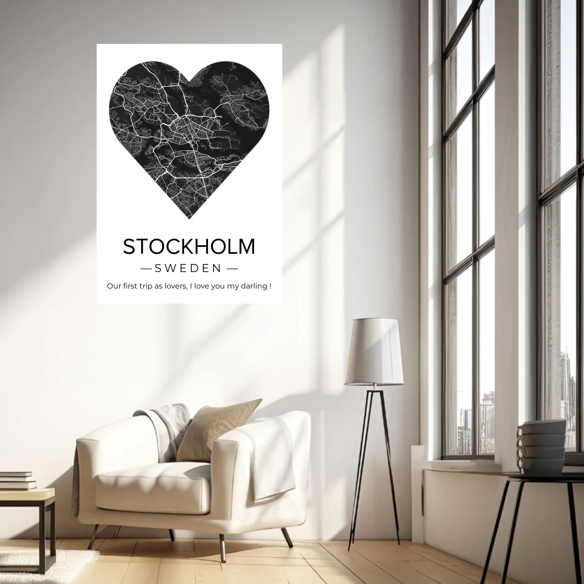 Affiche carte ville Personnalisée Coeur