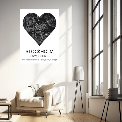 Affiche carte ville Personnalisée Coeur