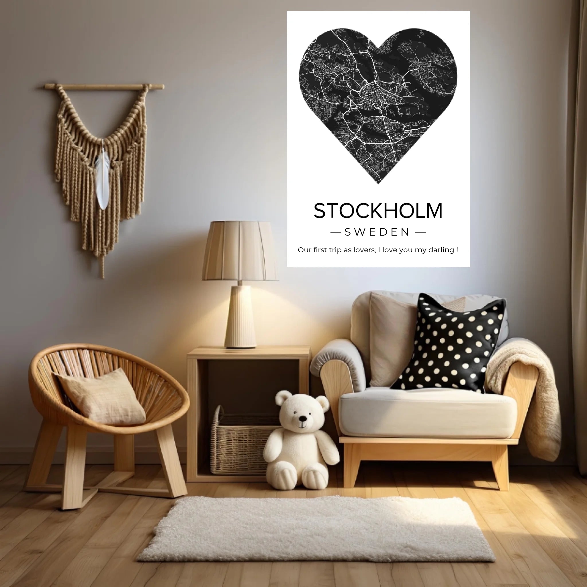 Affiche carte ville Personnalisée Coeur