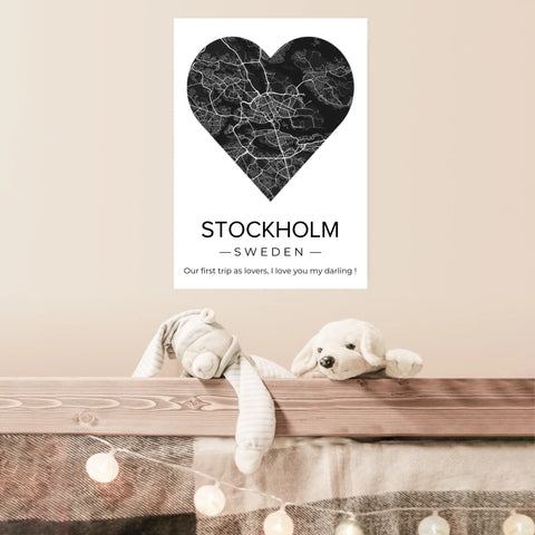Affiche carte ville Personnalisée Coeur