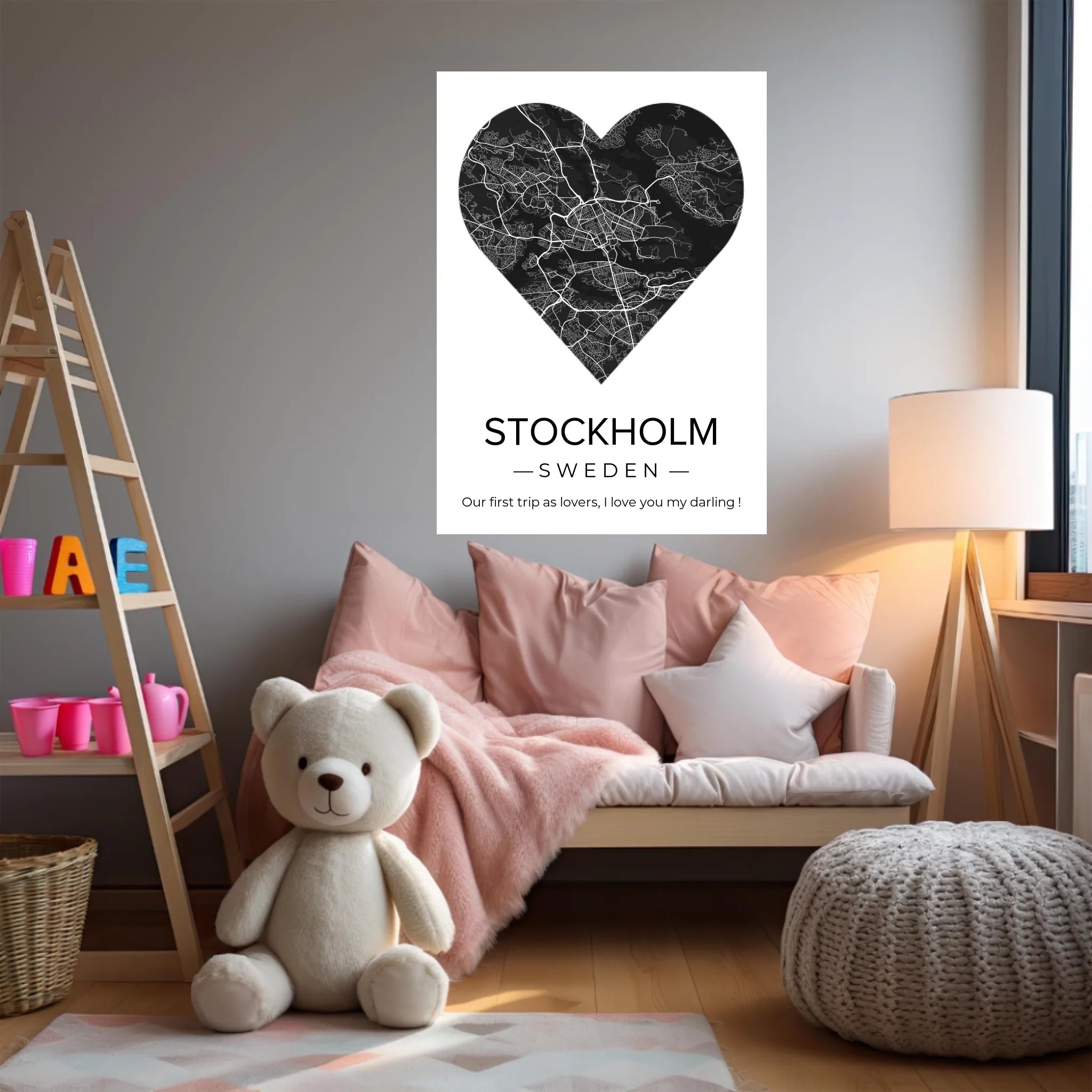 Affiche carte ville Personnalisée Coeur