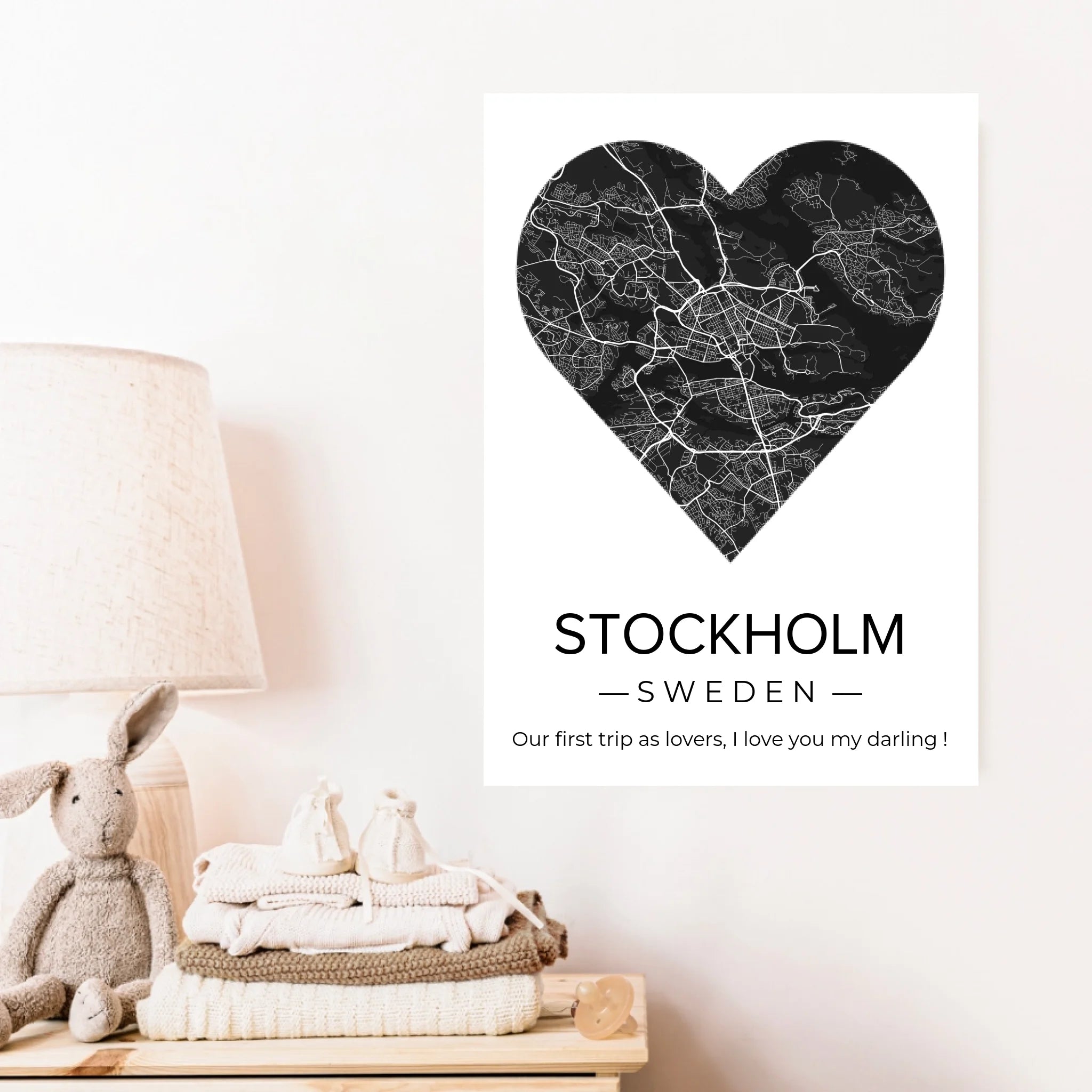 Affiche carte ville Personnalisée Coeur