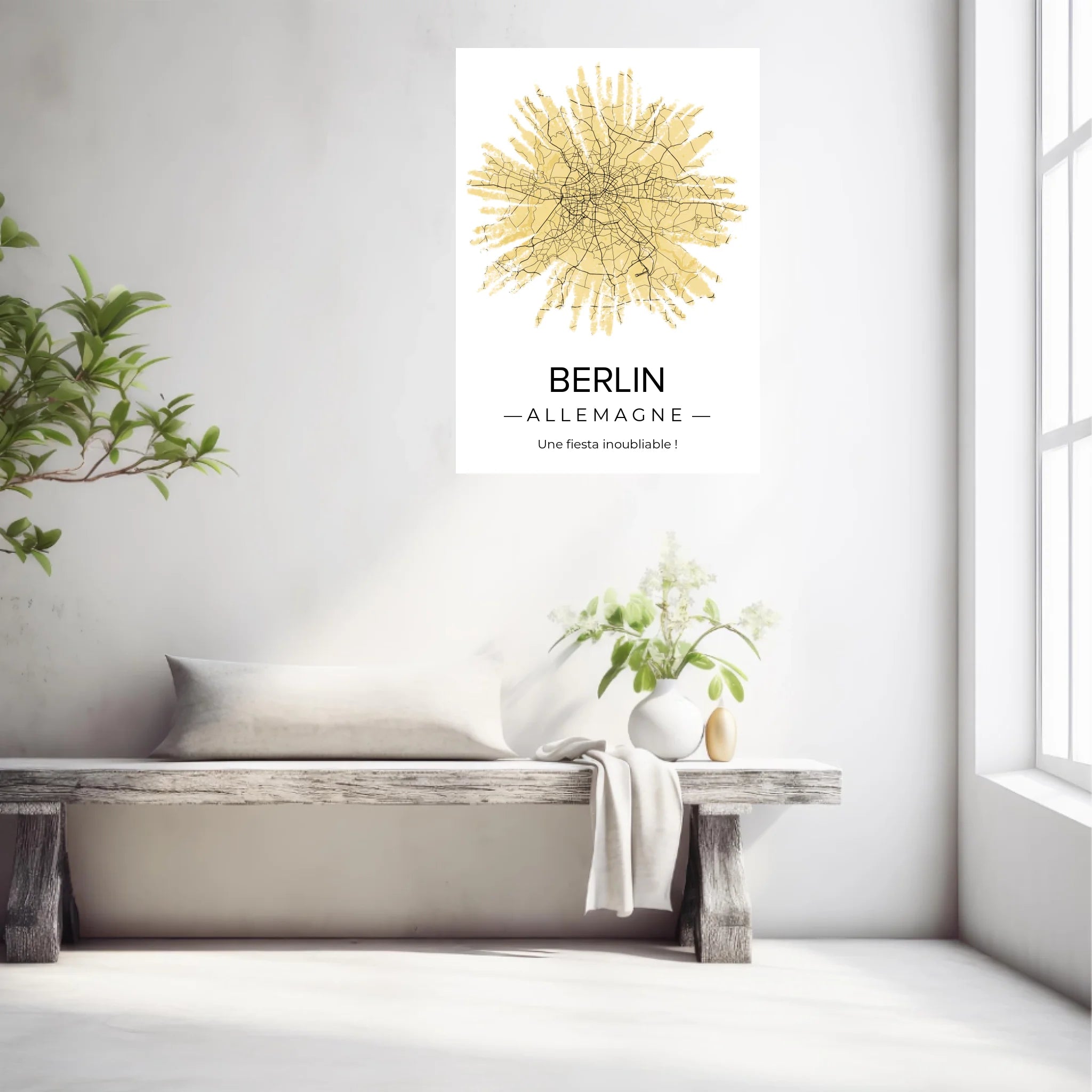 Affiche carte ville Personnalisée Feu Artifice