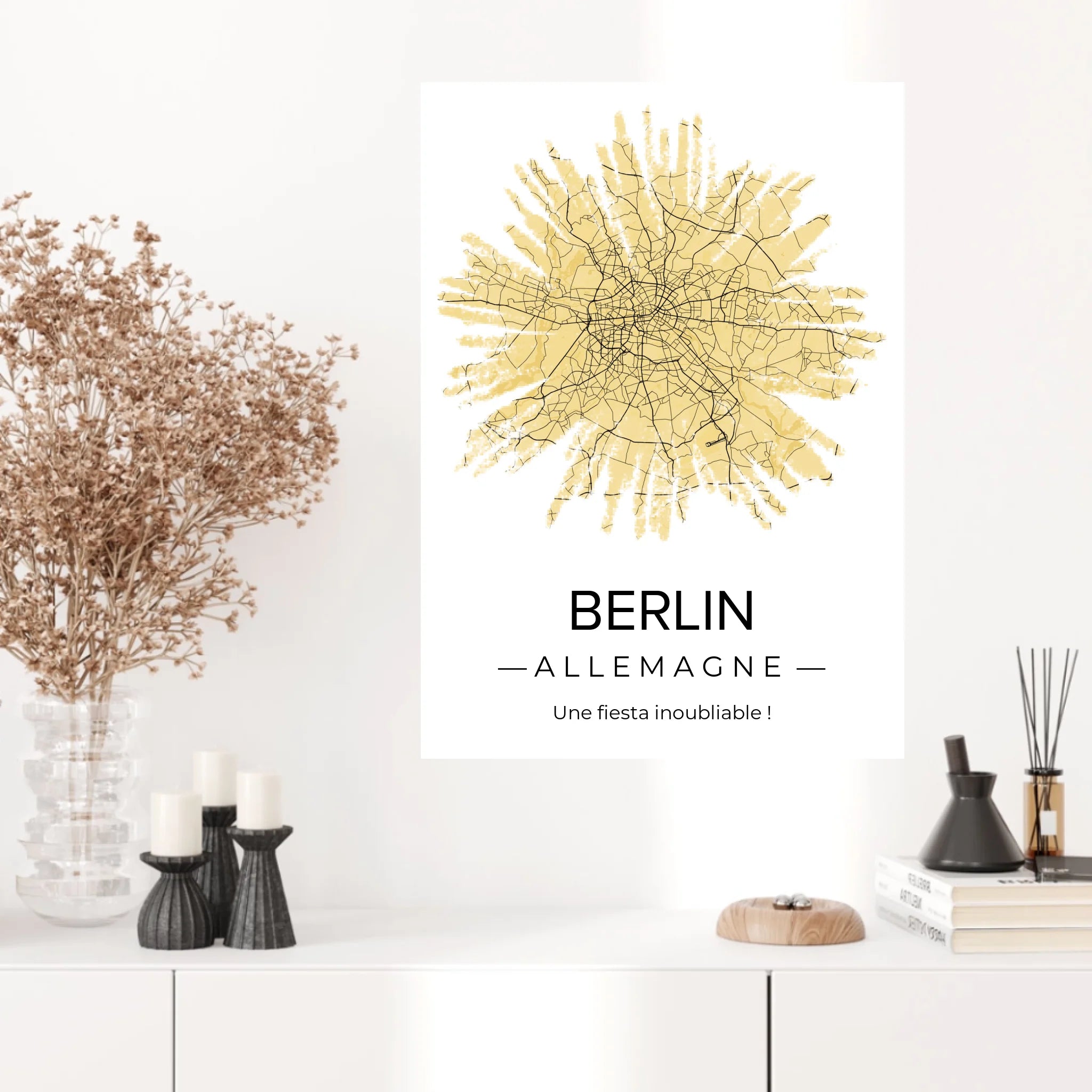 Affiche carte ville Personnalisée Feu Artifice