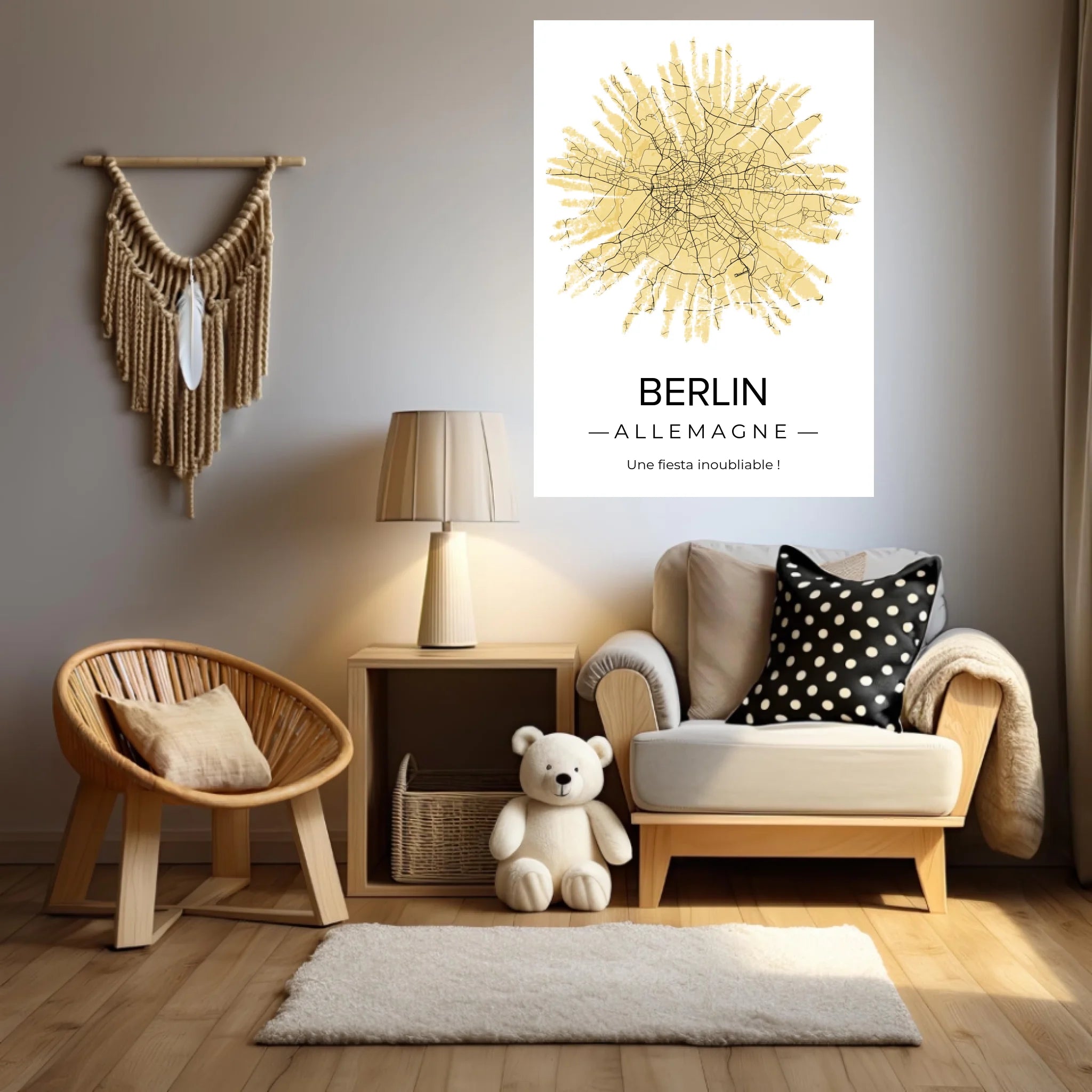 Affiche carte ville Personnalisée Feu Artifice