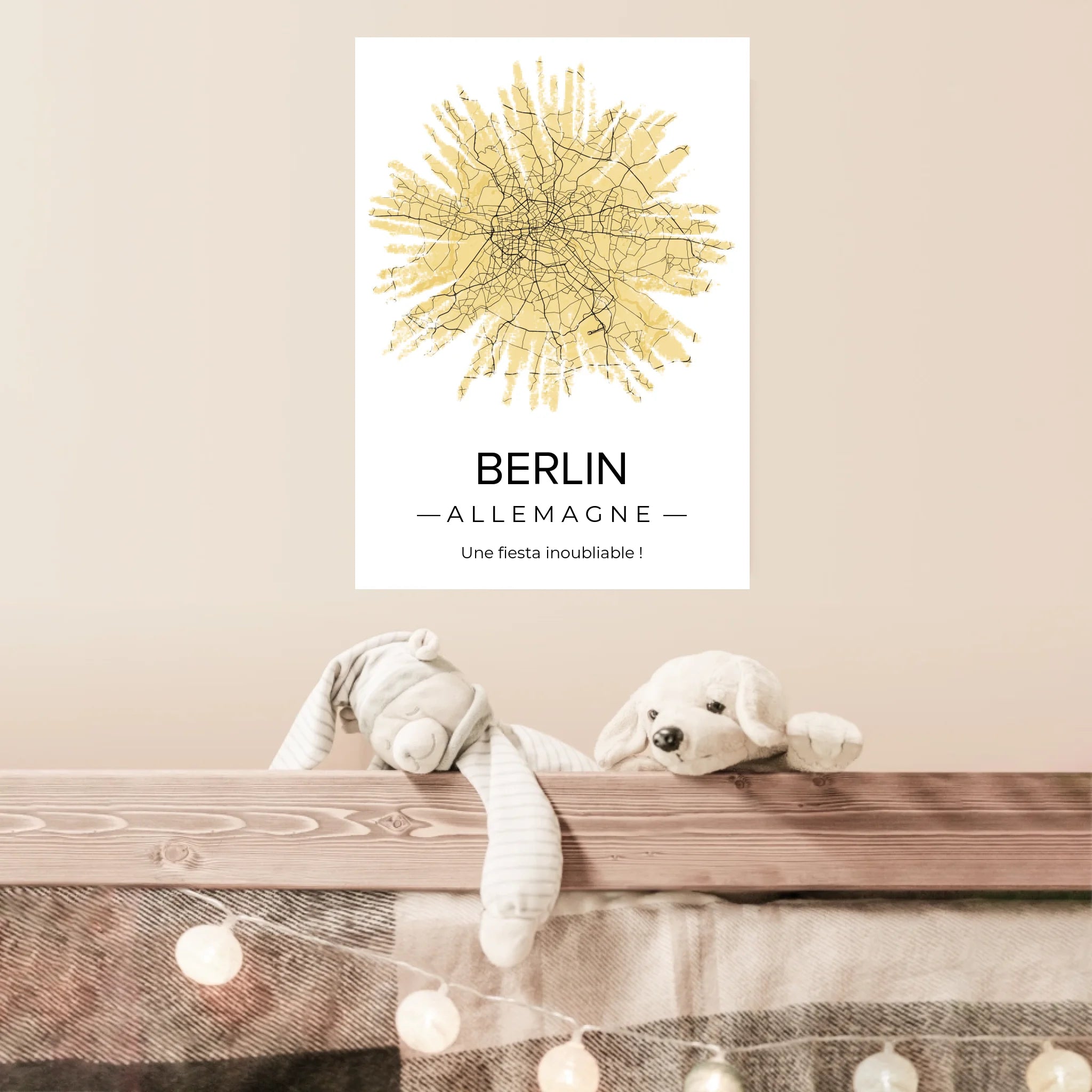 Affiche carte ville Personnalisée Feu Artifice