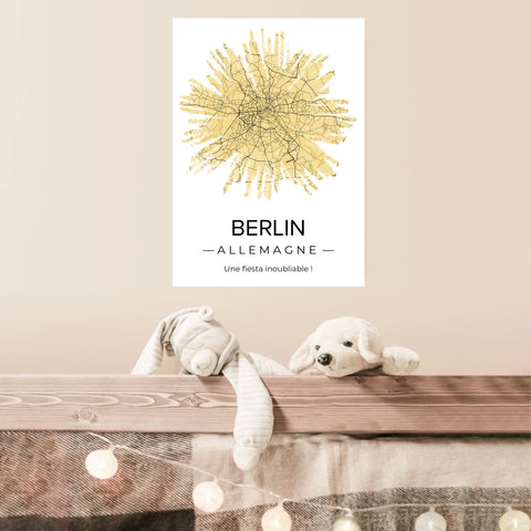 Affiche carte ville Personnalisée Feu Artifice