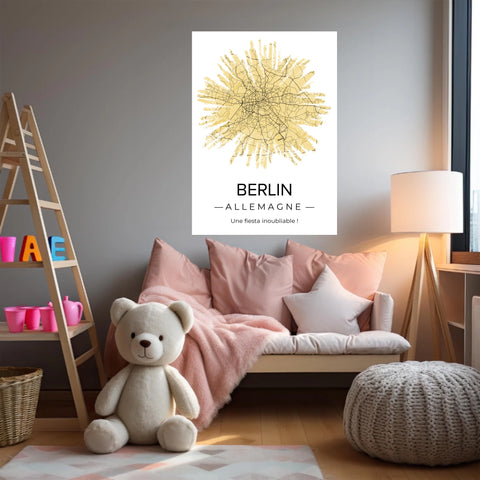 Affiche carte ville Personnalisée Feu Artifice