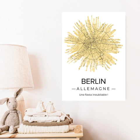 Affiche carte ville Personnalisée Feu Artifice