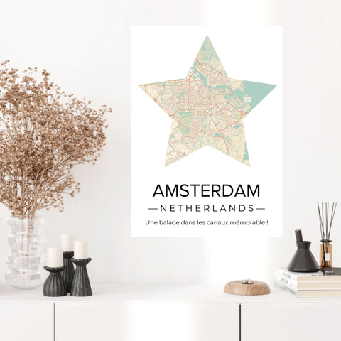 Affiche carte ville Personnalisée Étoile