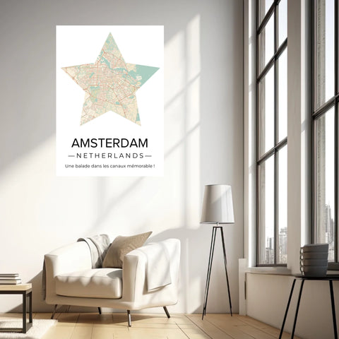 Affiche carte ville Personnalisée Étoile
