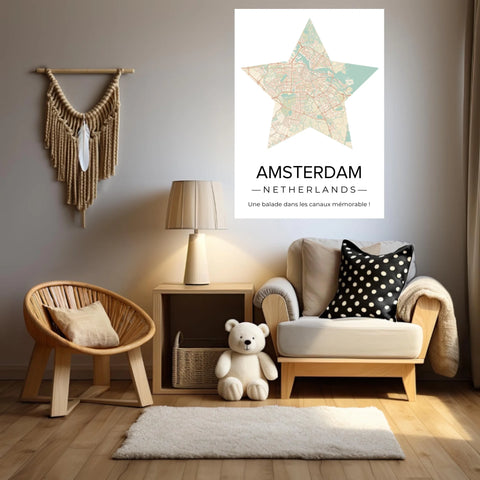 Affiche carte ville Personnalisée Étoile
