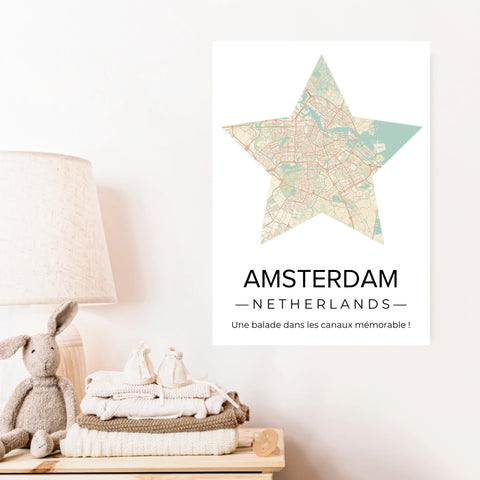 Affiche carte ville Personnalisée Étoile