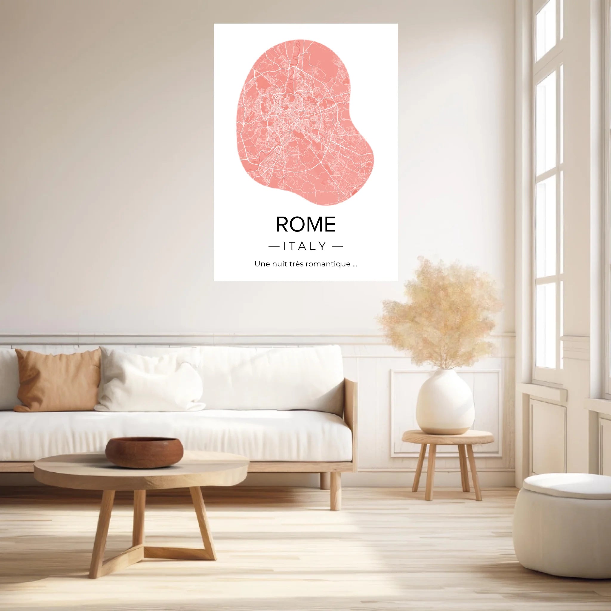 Affiche carte ville Personnalisée Déco Scandinave