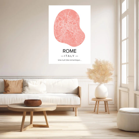 Affiche carte ville Personnalisée Déco Scandinave